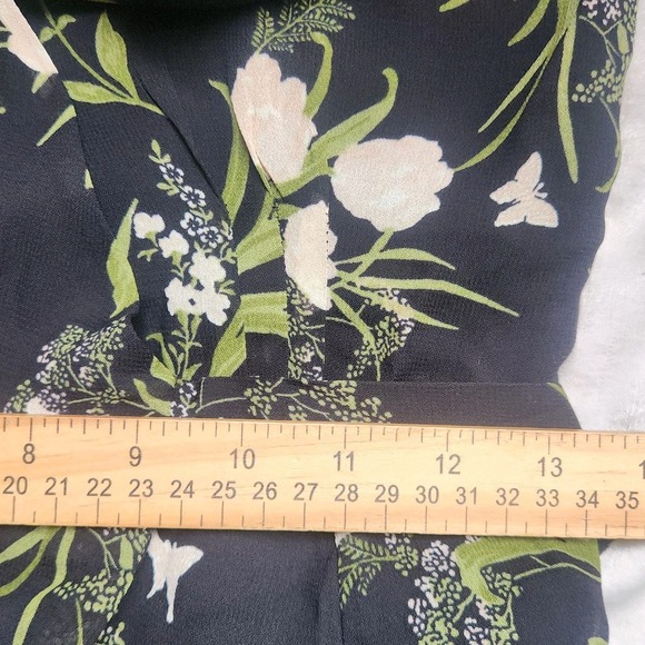 Reformation Dress Wrap Black Floral Susanna ‎ Anastasia Long Sleeve Size S - Picture 7 of 8